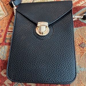Black leatherette crossbody bag